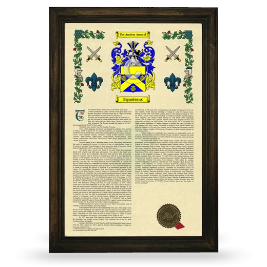 Biguoteaux Armorial History Framed - Brown