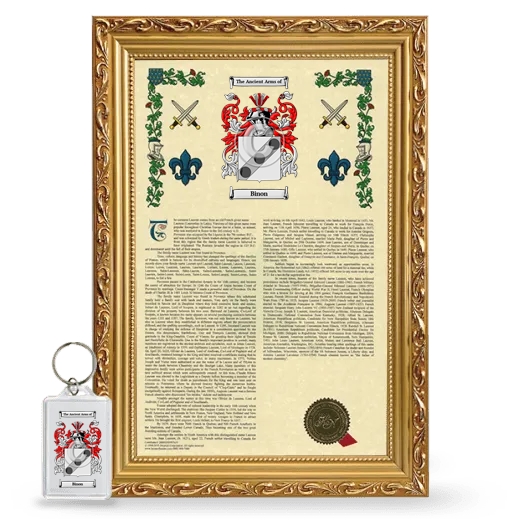 Binon Framed Armorial History and Keychain - Gold