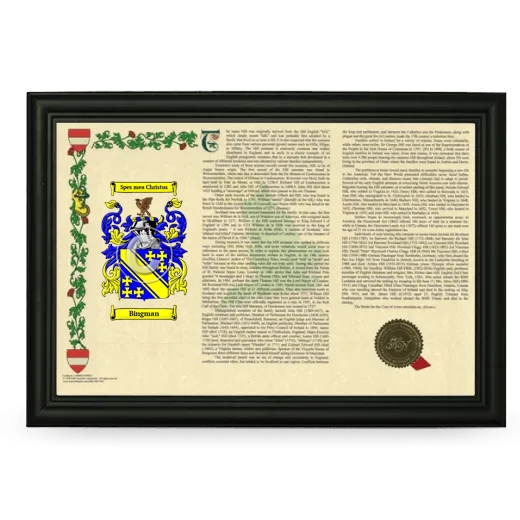 Bingman Armorial Landscape Framed - Black