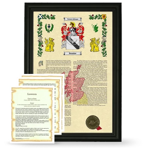 Bennine Framed Armorial History and Symbolism - Black