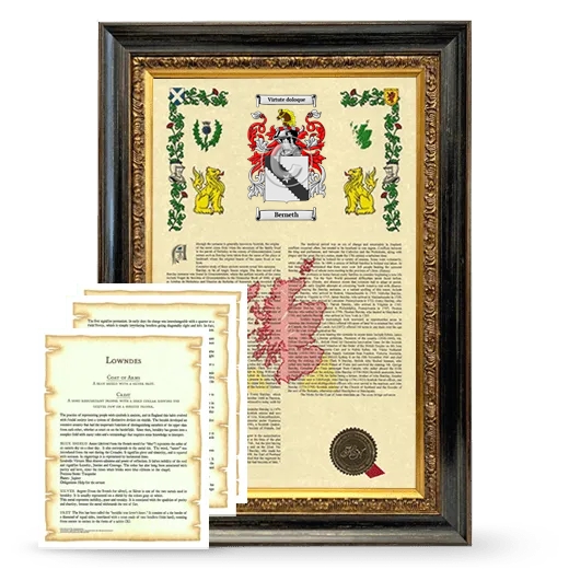 Berneth Framed Armorial History and Symbolism - Heirloom