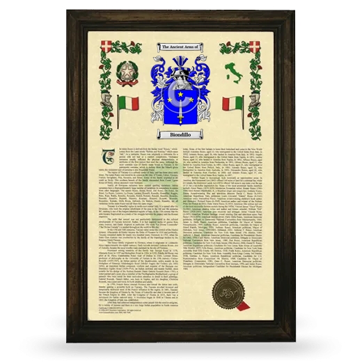 Biondillo Armorial History Framed - Brown