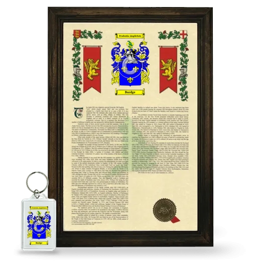Burdge Framed Armorial History and Keychain - Brown