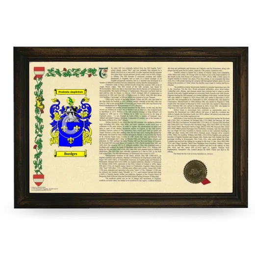 Burdges Armorial Landscape Framed - Brown