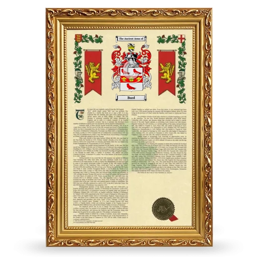 Burd Armorial History Framed - Gold