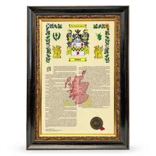 Birbick Armorial History Framed - Heirloom