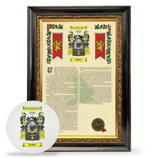 Burkett Framed Armorial History and Mouse Pad - Heirloom