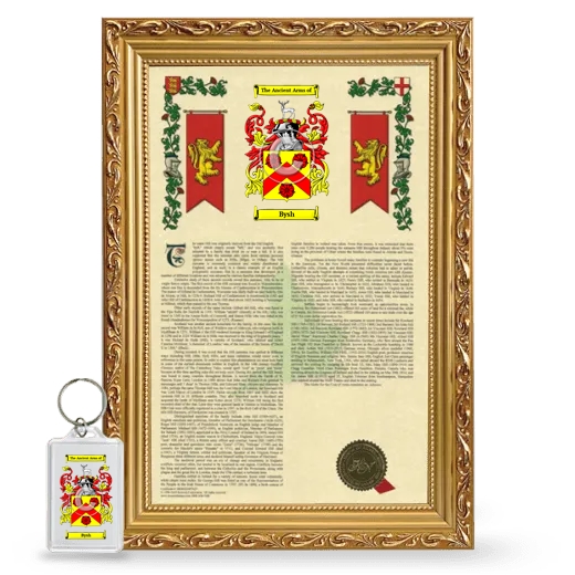 Bysh Framed Armorial History and Keychain - Gold