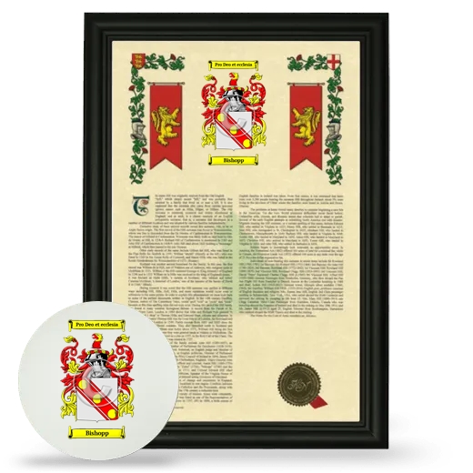 Bishopp Framed Armorial History and Mouse Pad - Black