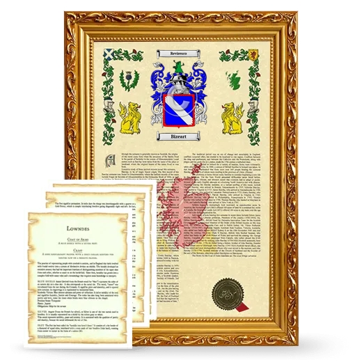 Bizeart Framed Armorial History and Symbolism - Gold