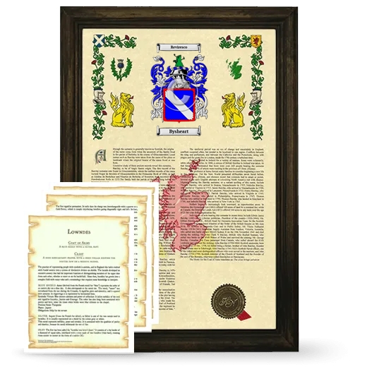 Bysheart Framed Armorial History and Symbolism - Brown