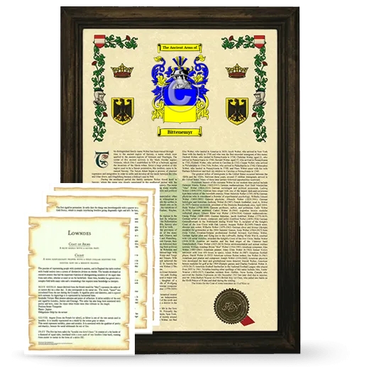 Bittenemyr Framed Armorial History and Symbolism - Brown