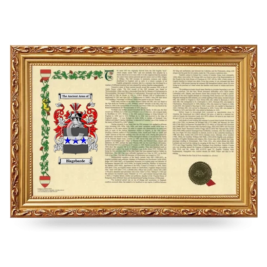 Blagebarde Armorial Landscape Framed - Gold