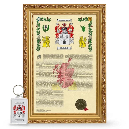 Blachelock Framed Armorial History and Keychain - Gold
