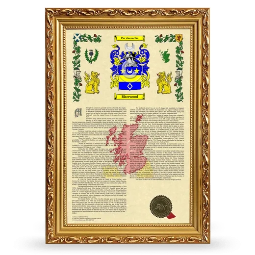 Blacewood Armorial History Framed - Gold