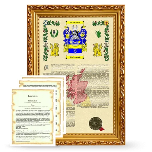 Blackewude Framed Armorial History and Symbolism - Gold