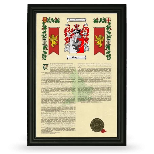 Blodgetts Armorial History Framed - Black