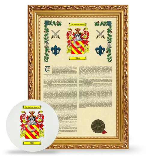 Blint Framed Armorial History and Mouse Pad - Gold