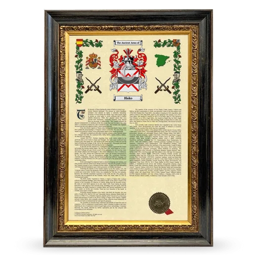 Blako Armorial History Framed - Heirloom