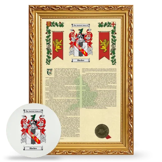 Blackes Framed Armorial History and Mouse Pad - Gold