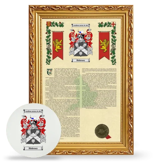Blakenay Framed Armorial History and Mouse Pad - Gold