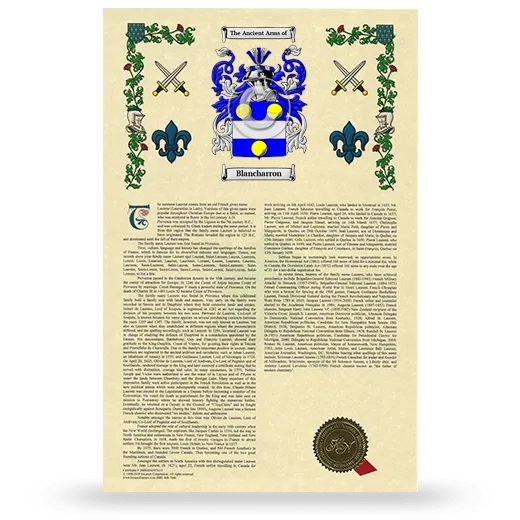 Blancharron Armorial History with Coat of Arms