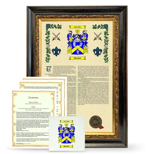 Blanchet Framed Armorial, Symbolism and Large Tile - Heirloom