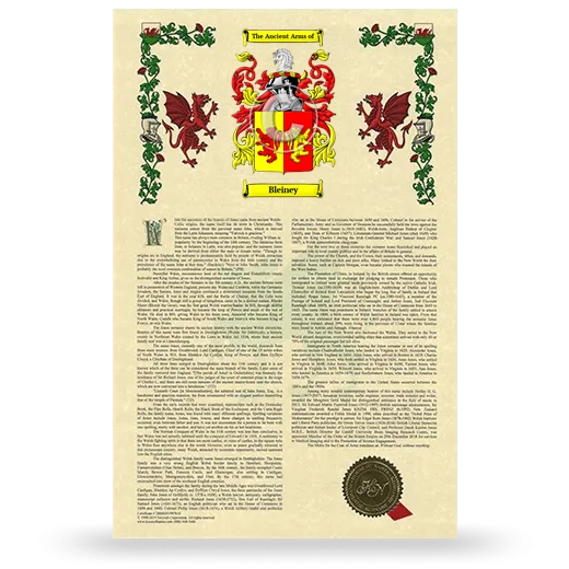 Bleiney Armorial History with Coat of Arms