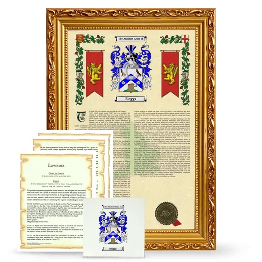 Bloggs Framed Armorial, Symbolism and Large Tile - Gold