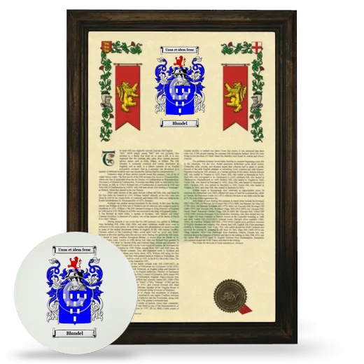 Blundel Framed Armorial History and Mouse Pad - Brown