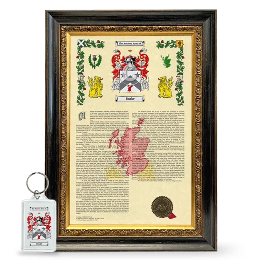 Boake Framed Armorial History and Keychain - Heirloom