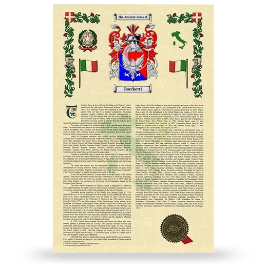 Bocchetti Armorial History with Coat of Arms