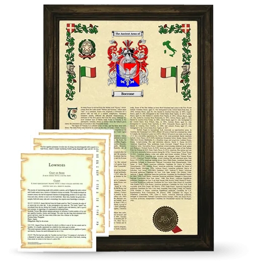 Boccone Framed Armorial History and Symbolism - Brown