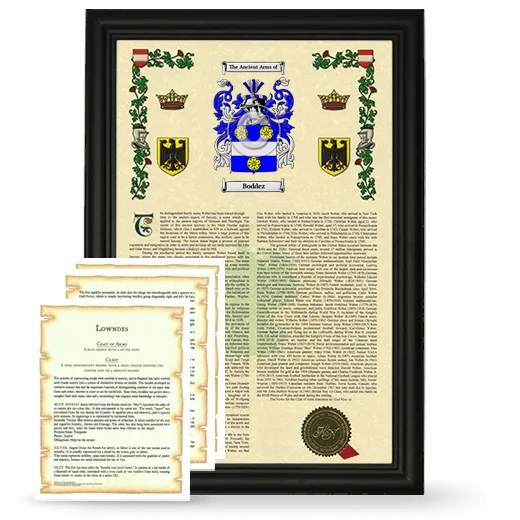 Boddez Framed Armorial History and Symbolism - Black