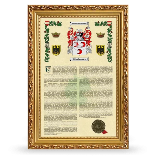 Bödenhaussen Armorial History Framed - Gold