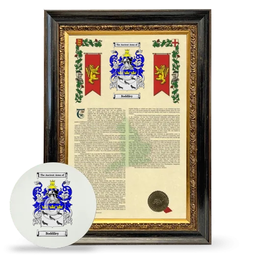 Boddiley Framed Armorial History and Mouse Pad - Heirloom