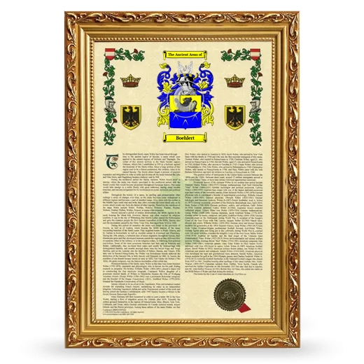 Boehlert Armorial History Framed - Gold
