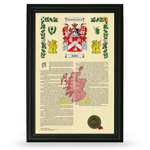 Bockie Armorial History Framed - Black