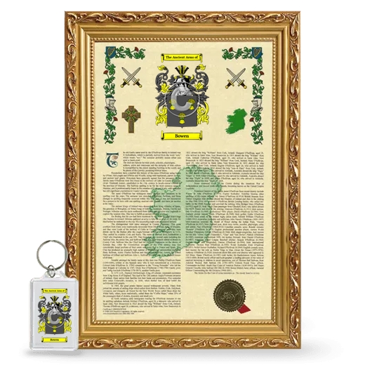 Bowen Framed Armorial History and Keychain - Gold