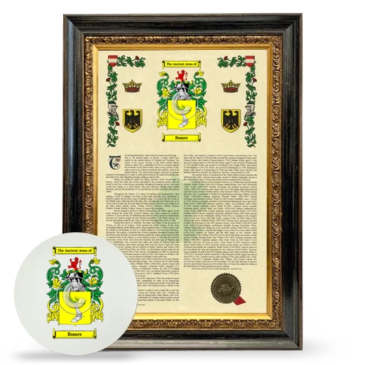 Bomer Framed Armorial History and Mouse Pad - Heirloom