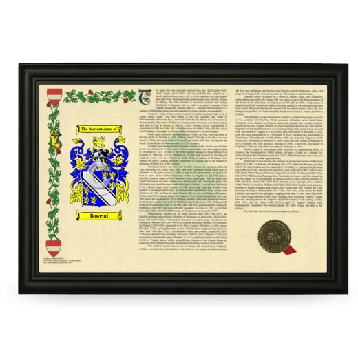 Bowend Armorial Landscape Framed - Black