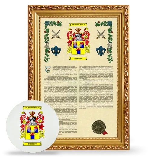 Boissiere Framed Armorial History and Mouse Pad - Gold