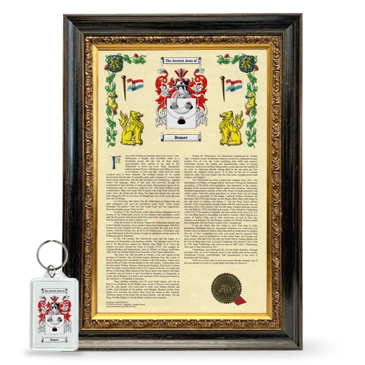 Bomer Framed Armorial History and Keychain - Heirloom