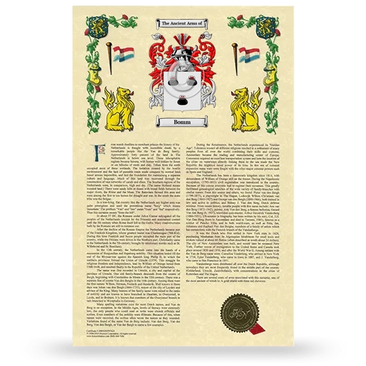 Bomm Armorial History with Coat of Arms