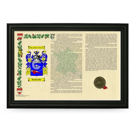 Bombardier Armorial Landscape Framed - Black