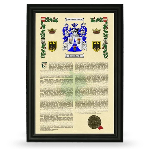 Bommhardt Armorial History Framed - Black