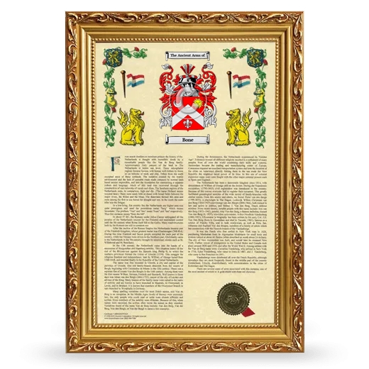 Bone Armorial History Framed - Gold