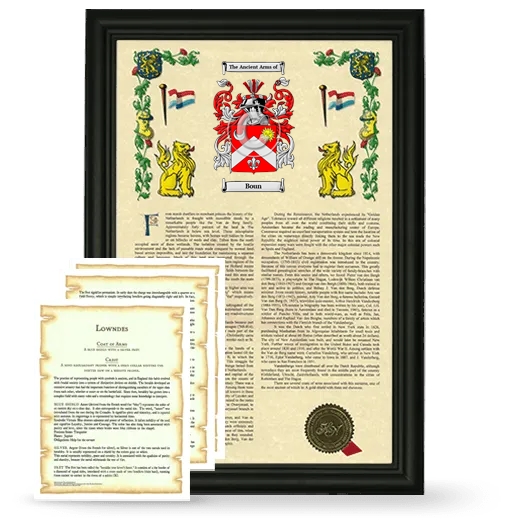 Boun Framed Armorial History and Symbolism - Black