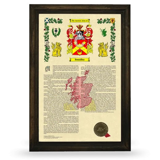 Bonnillay Armorial History Framed - Brown