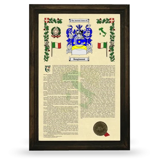 Bongioanni Armorial History Framed - Brown